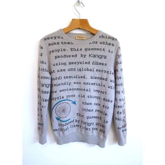 KANGRA Italy Recycled Cashmere Print Crewneck Sweater Farfetch YOOX 42 XS $518 - Picture 3 of 12